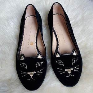 Charlotte Olympia Black Kitty Flats